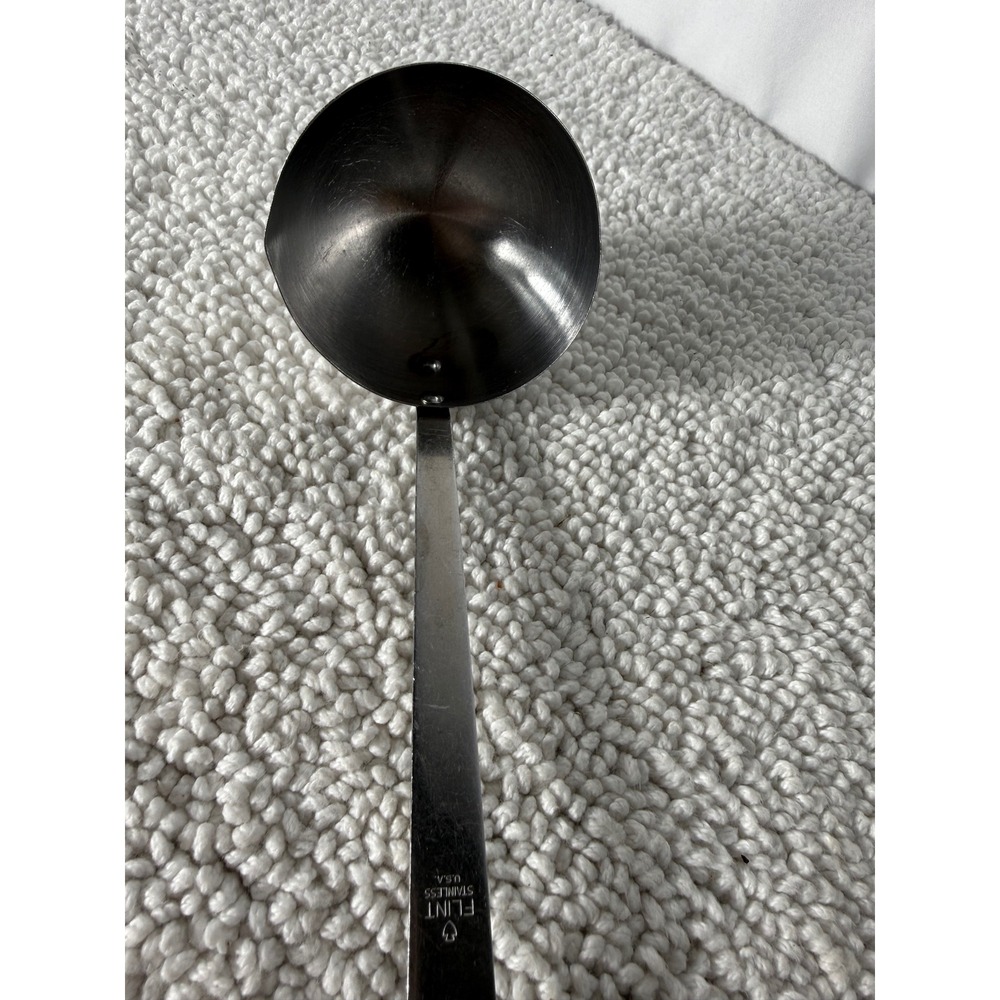 Ekco Flint Stainless Steel Soup Ladle Vintage USA Wood Look Handle 12.5 Inch - Picture 3 of 8